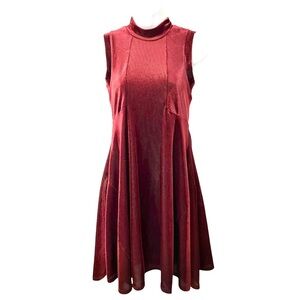 Altar’d State Burgundy Ribbed Velvet Flare Sleeveless Dress